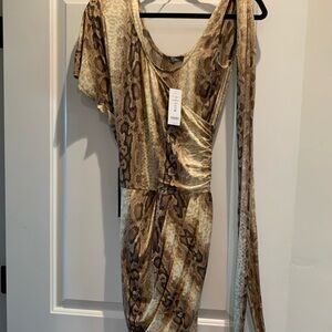 bebe Brown Snake Print Mini Dress
